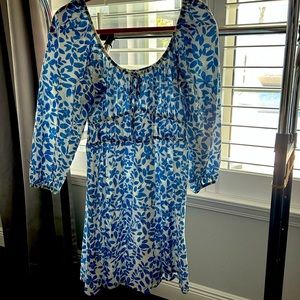MANGO Blue and White Floral Dress